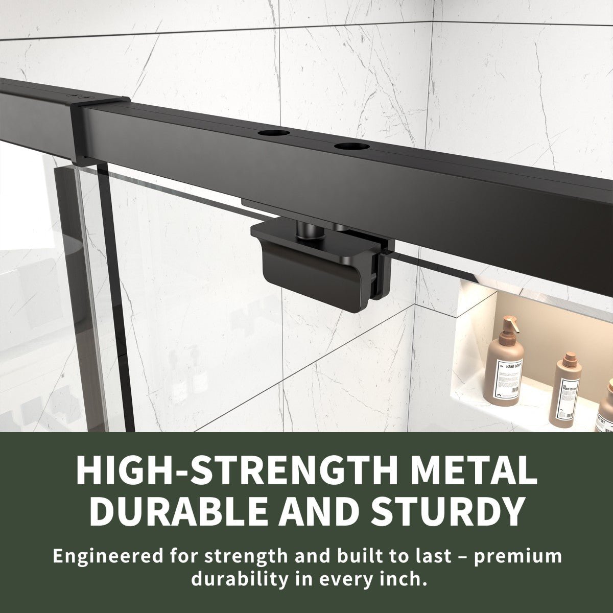 Flexi Showers 56 - 60" W x 71" H Glass Shower Doos Semi - Frameless,6mm Clear Tempered Glass Panel,Black Finish