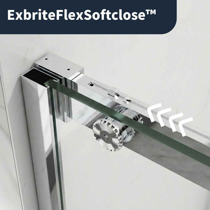 44-48" x 76" Frameless Sliding Shower door,Chrome,Easy clean|ExBrite Elysian-G Series