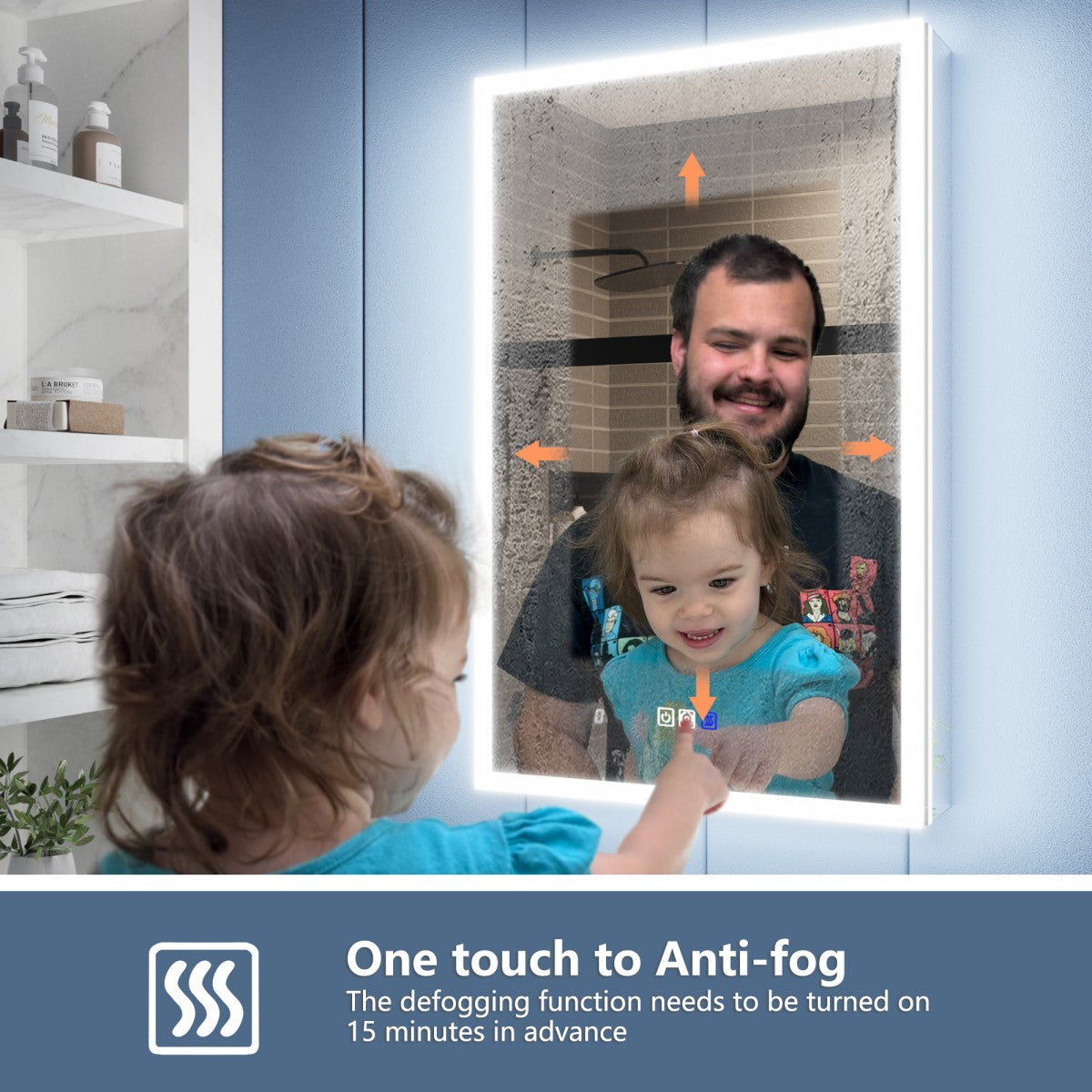 Illusion 20" x 32" LED Surface or Recessed Medicine Cabinet with Magnifiers Front and Back Light,Hinge on the Left