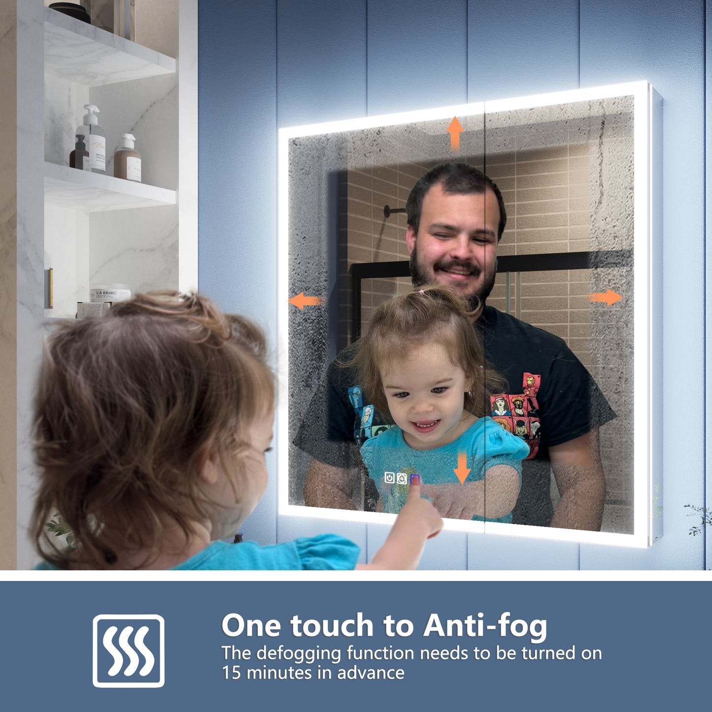 Illusion 30" x 32" LED Lighted Medicine Cabinet with Magnifiers Front and Back Light