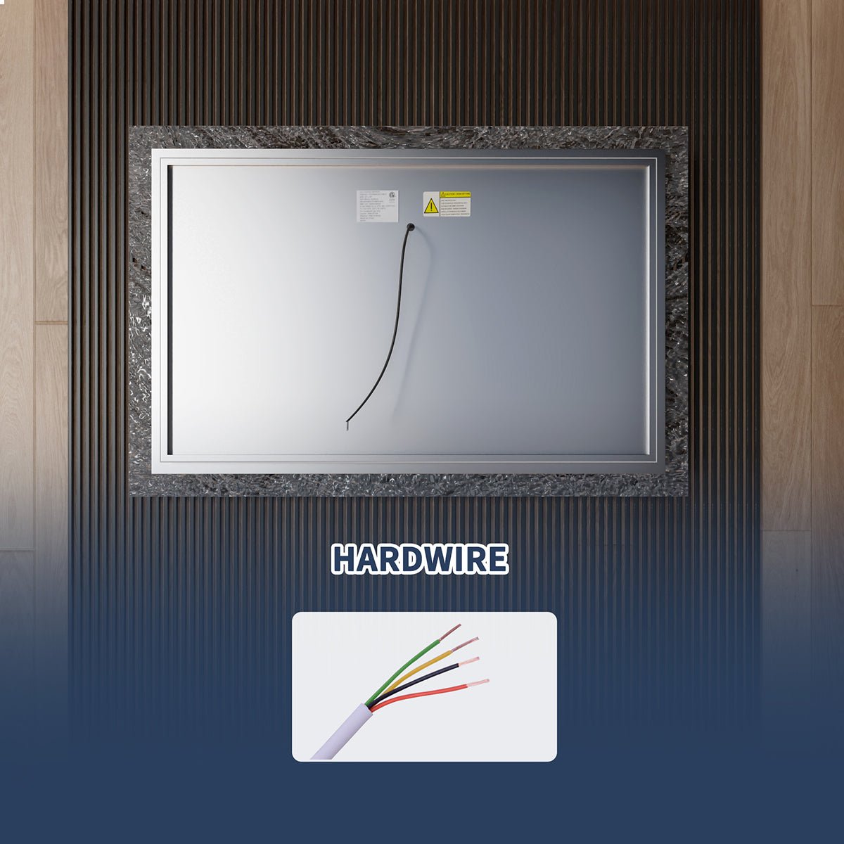 Glacy Series 48" x 32" Rectangle LED Bathroom Mirror – Ice Textures Edge, Smart Dimming, Defogger, ETL Certified