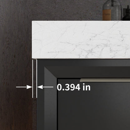Glam 36" Black Floating Vanity 36 Modern Bathroom Cabinet with Lights and Stone Slab Countertop, Single Sink