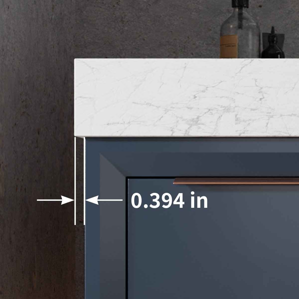 Glam 36" (Only VanityBase)Modern Floating Blue Rubberwood Bathroom Vanity Cabinet with Lights and Stone Slab Countertop, Single Sinks