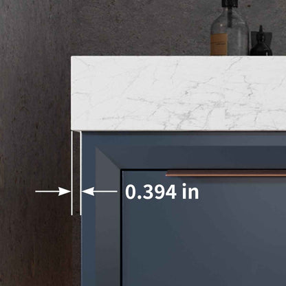 Glam 36" (Only VanityBase)Modern Floating Blue Rubberwood Bathroom Vanity Cabinet with Lights and Stone Slab Countertop, Single Sinks