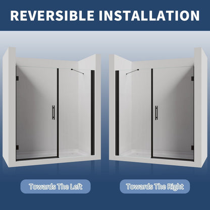 Glass Shower Door Hinges | Valor-W 56-58"Wx71"H Frameless Pivot Shower Door