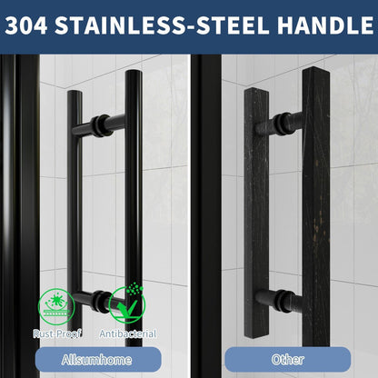 Black stainless-steel handles with Alliumhome branding on a tiled background