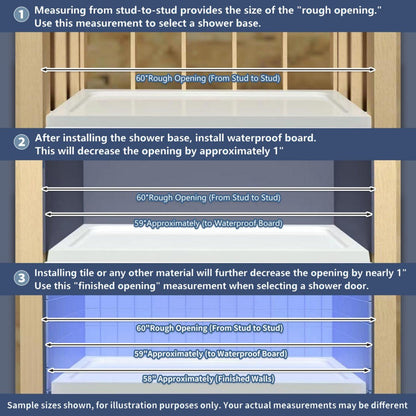 Glide 44-48" Wide x 70" Sliding Glass Shower Doors Frame in Brushed Gold,Clear Tempered Glass