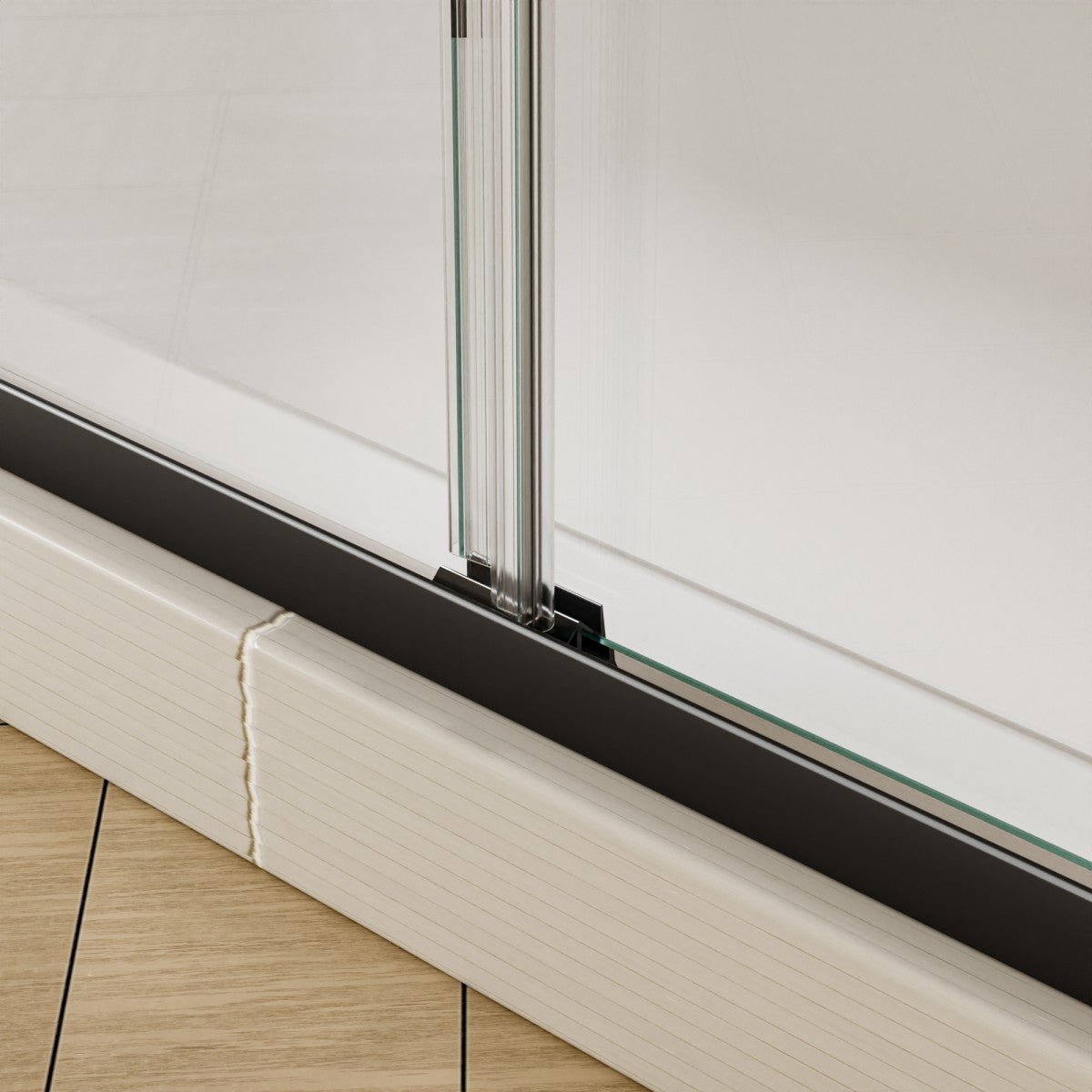 Glide Framed Bypass Sliding Shower Door 56-60 in. W x 72 in. H Matte Black Double Sliding Glass Bathroom Doors