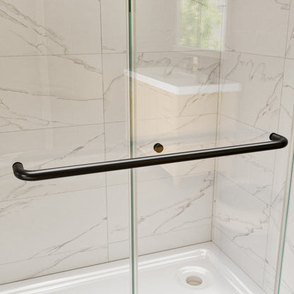 Glide Framed Bypass Sliding Shower Door 56-60 in. W x 72 in. H Matte Black Double Sliding Glass Bathroom Doors