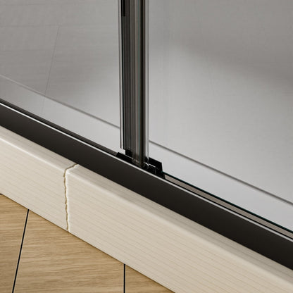 Glide-GR Bypass Shower Door 44-48 in. W x 70 in. H Framed Sliding Enclosure, Matte Black with Double Sliding Smoke Gray Glass