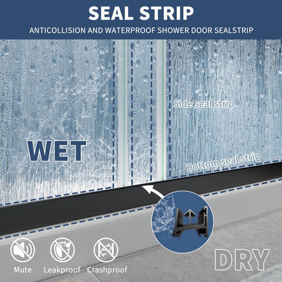Glide-RA Semi-Frameless Shower Door 56-60 in. W x 70 in. H Bypass Sliding Shower Enclosure,Matte Black,Double Sliding Rain Glass Doors - ExBriteUSA