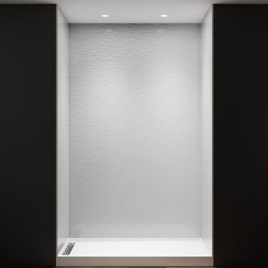 Huck - C Solid Surface 60" W x 76" H Tile Tub and Shower Wall Panel Surround, Quick Install,Cuttable,Textured Concrete,32in