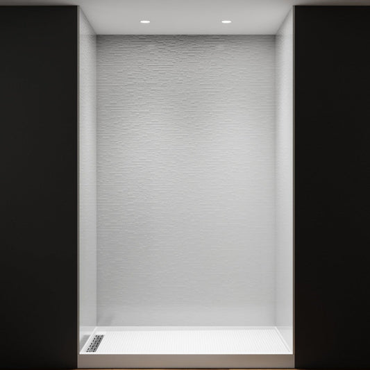 Huck - C Solid Surface 60" W x 76" H Tile Tub and Shower Wall Panel Surround, Quick Install,Cuttable,Textured Concrete,36in