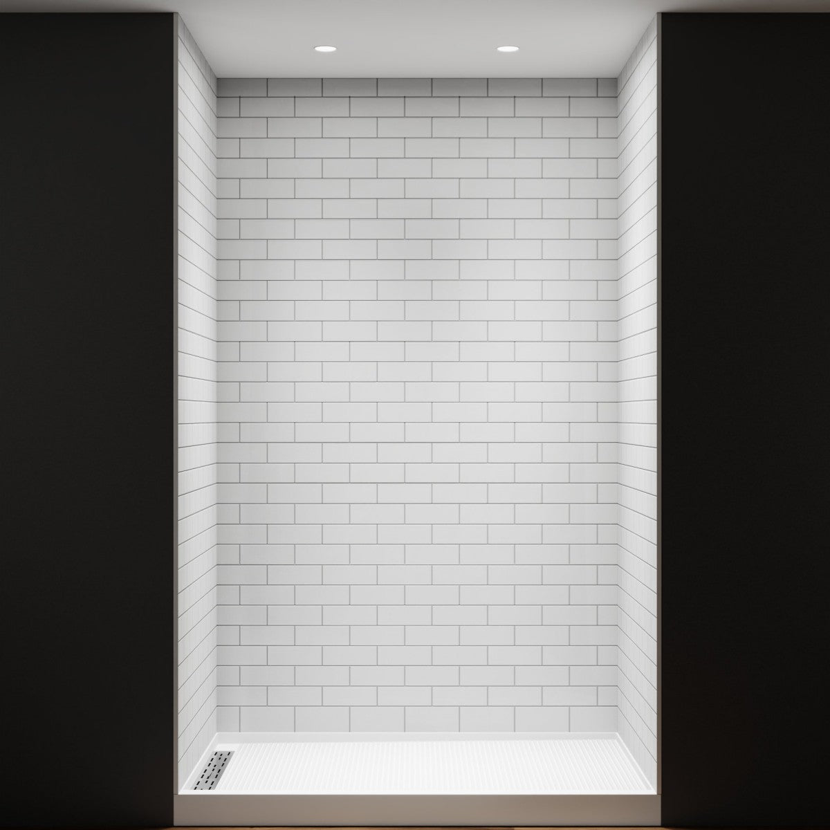 Huck - S Solid Surface 60" W x 76" H Tile Tub and Shower Wall Panel Surround, Quick Install,Cuttable,Small Tile Pattern,36in