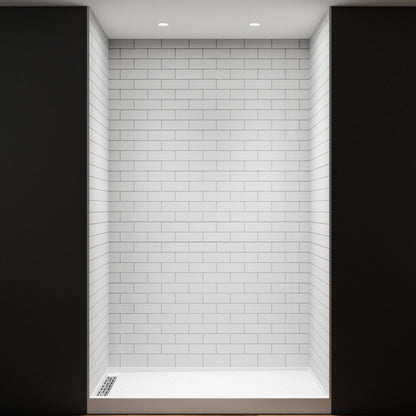 Huck - S Solid Surface 60" W x 76" H Tile Tub and Shower Wall Panel Surround, Quick Install,Cuttable,Small Tile Pattern,36in