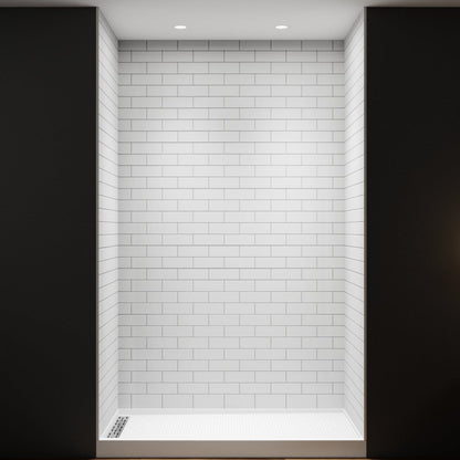 Huck - S Solid Surface 60" W x 76" H Tile Tub and Shower Wall Panel Surround, Quick Install,Cuttable,Small Tile Pattern,32in