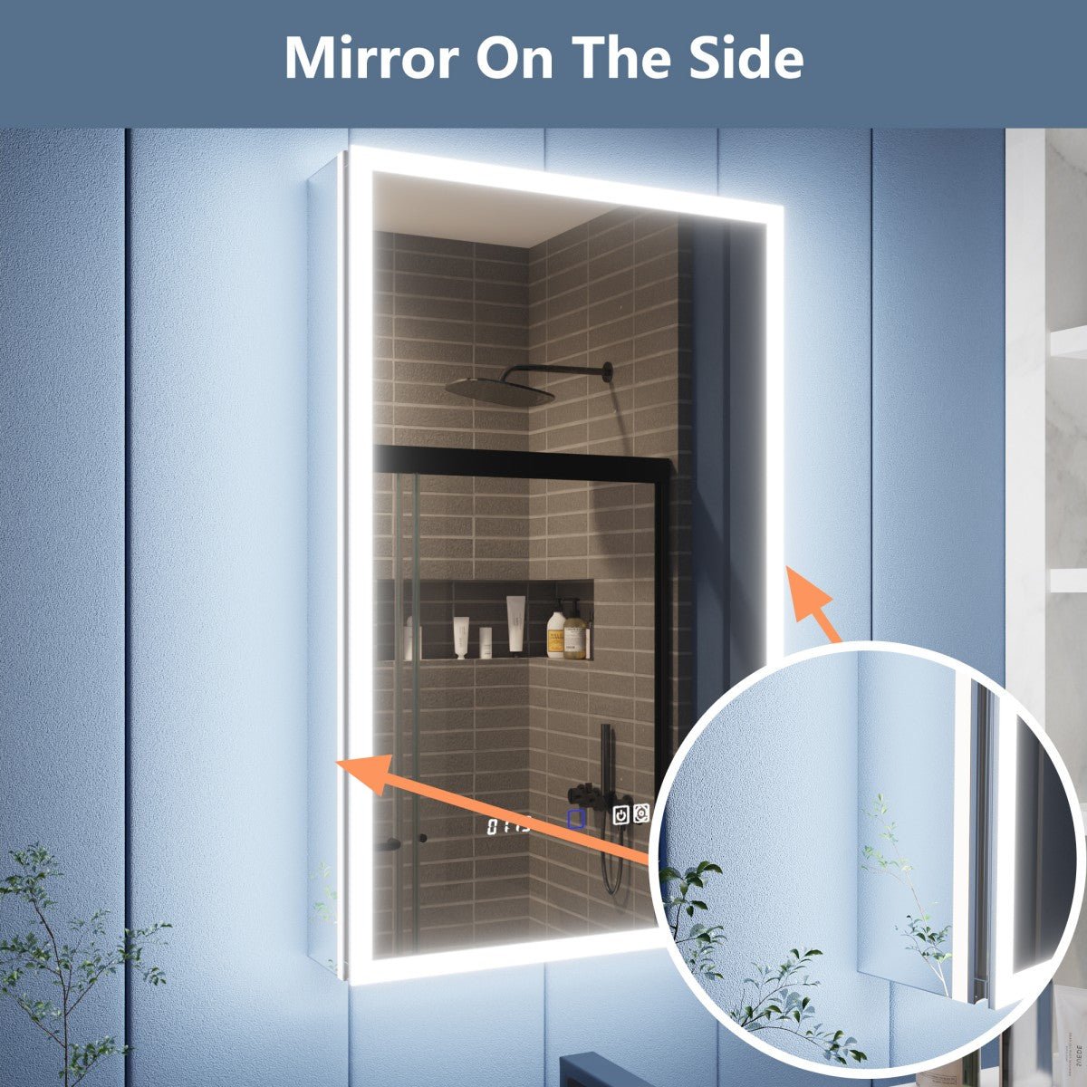Illusion 24" x 36" Medicine Cabinet with Mirror LED, Front and Back Light, Hinge on Left