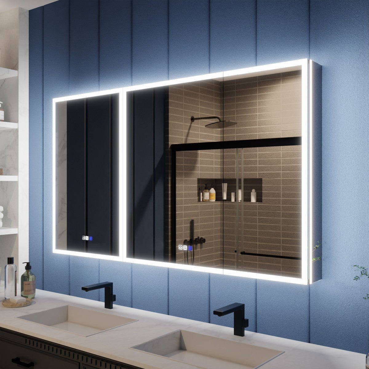 Illusion 56 x 32 inch LED medicine cabinet with front and back lighting