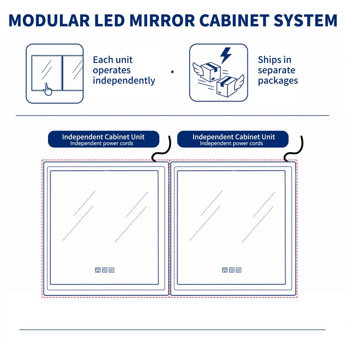 Illusion 60" x 32" LED Lighted Medicine Cabinet with Mirror and Light Magnifiers Front and Back