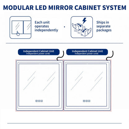 Illusion 60" x 32" LED Lighted Medicine Cabinet with Mirror and Light Magnifiers Front and Back