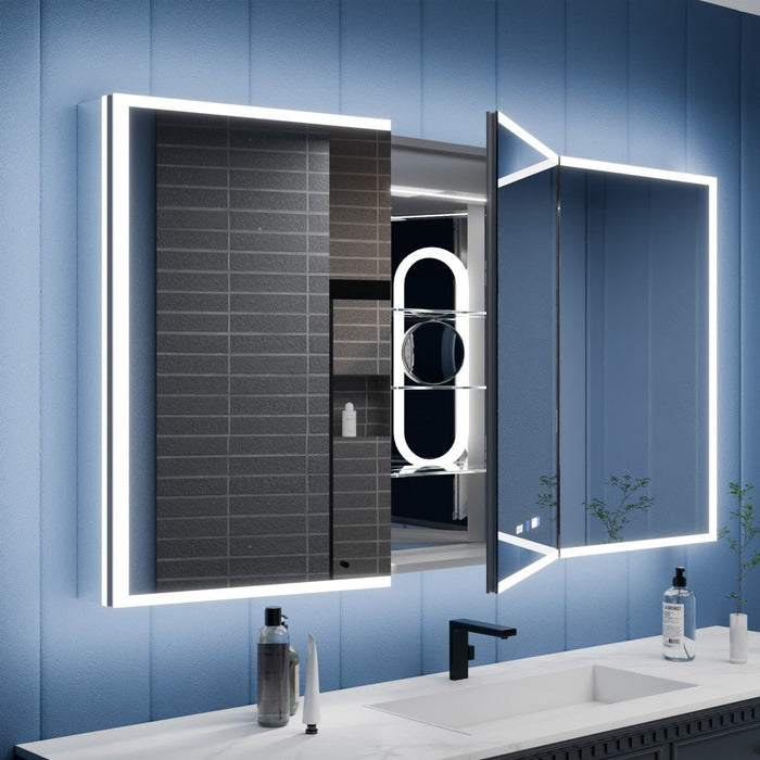 Illusion 60" x 36" LED Lighted Medicine Cabinet with Magnifiers Front and Back Light