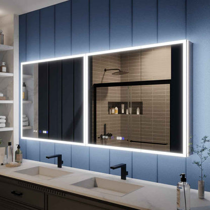 Illusion 72 x 36 inch LED medicine cabinet side profile and mirrored cabinet depth