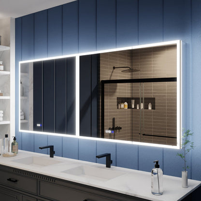 Illusion 76 x 32 inch LED medicine cabinet with front and back lighting
