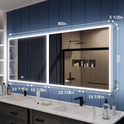 Illusion 80 x 32 inch modular medicine cabinet with two LED units
