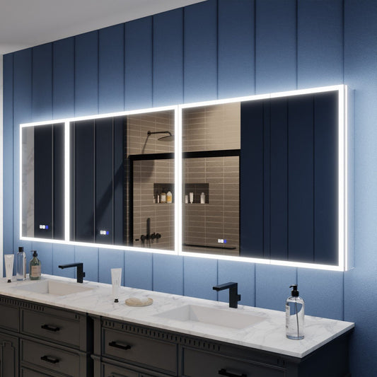 Illusion 92" x 32" Medicine Cabinet With LED Lighting with Magnifiers Front and Back Light