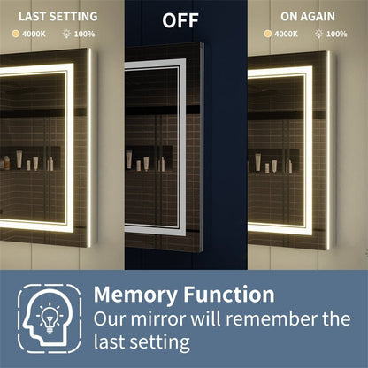 Illusion-B 24 x 32 inch lighted medicine cabinet with power-off memory for brightness and color
