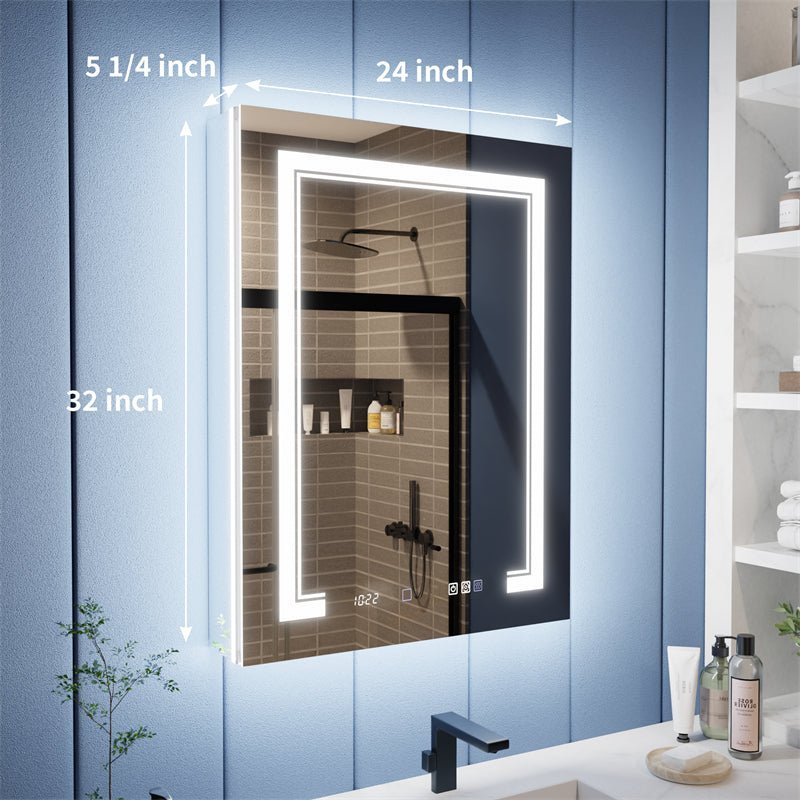 Illusion-B 24 x 32 inch LED medicine cabinet dimensions and cabinet width layout
