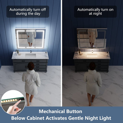 Illusion-B 24 x 32 inch left-hinge LED medicine cabinet with automatic under-cabinet night light