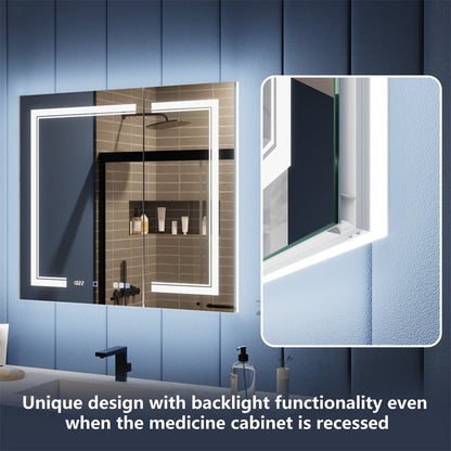 Illusion-B 36 x 32 inch LED medicine cabinet with automatic under-cabinet night light