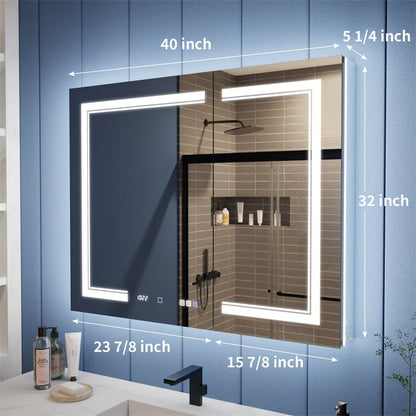 Illusion-B 40 x 32 inch LED medicine cabinet dimensions and cabinet width layout