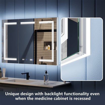 Illusion-B 48 x 32 inch recessed LED medicine cabinet with front light and backlight design