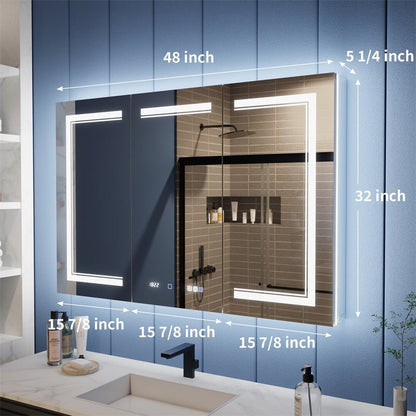 Illusion-B 48 x 32 inch LED medicine cabinet dimensions and cabinet width layout