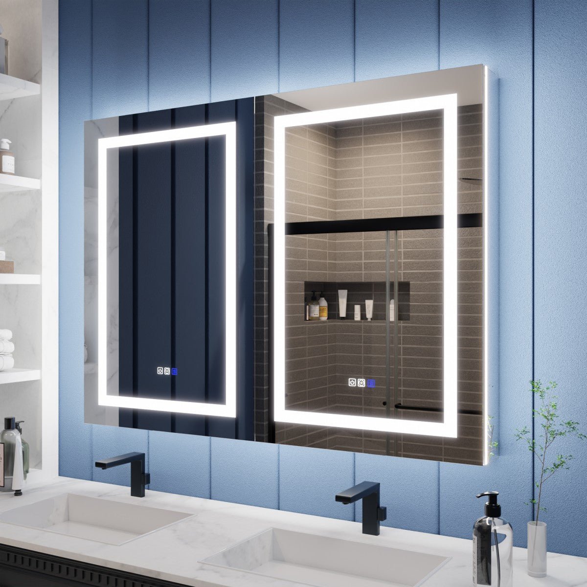 Illusion-B 48" x 36" LED Mirror Medicine Cabinet with Magnifiers and Front/Back Lighting