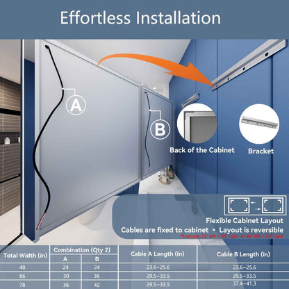 Illusion-B 48" x 36" LED Mirror Medicine Cabinet with Magnifiers Front and Back Light