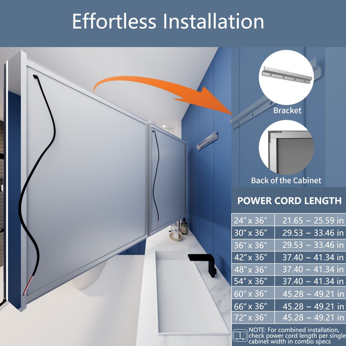 Illusion-B 84" x 36" LED Lighted Inset Mirrored Medicine Cabinet with Magnifiers Front and Back Light