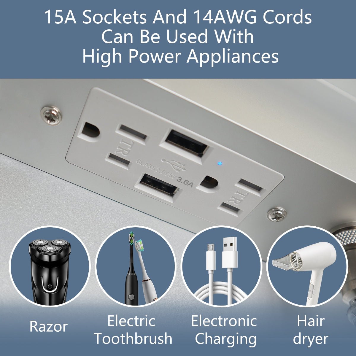 Illusion-B 54" x 32" LED Lighted Inset Mirrored Medicine Cabinet with Magnifiers Front and Back Light - ExBriteUSA