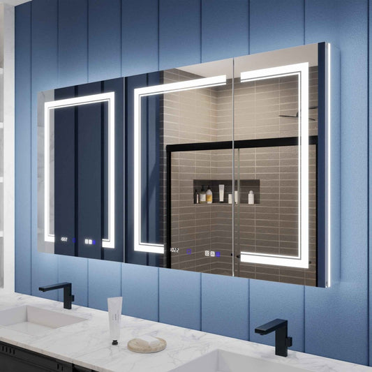 Illusion-B 60" x 32" | 60 inch LED medicine cabinet with Magnifiers Front and Back Light