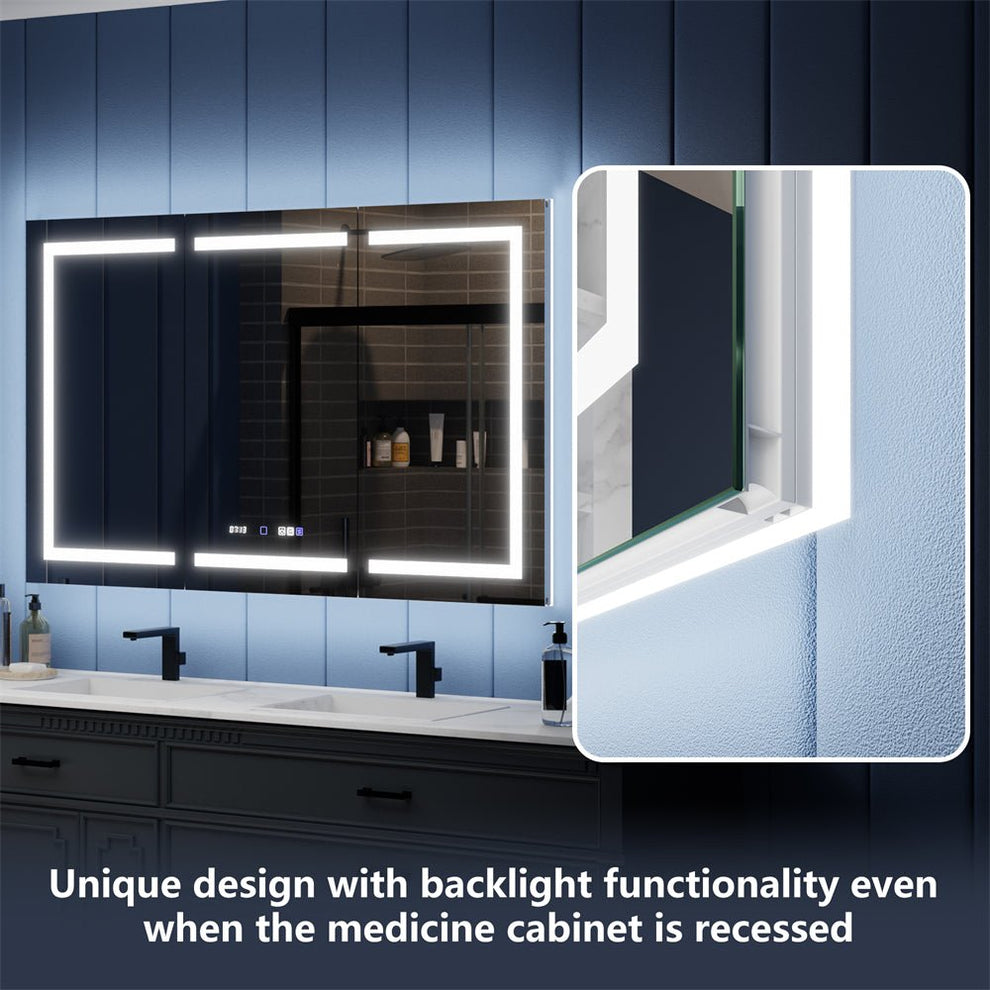 Illusion-B 66" x 36" LED Lighted Inset Mirrored Medicine Cabinet with – ExBriteUSA