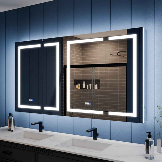 Illusion-B 66" x 36" LED Medicine Cabinet with Magnifiers and Front/Back Lighting