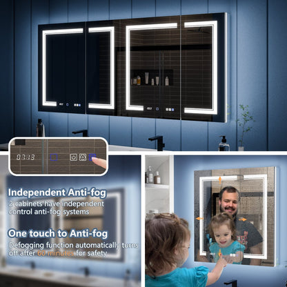 Illusion-B 72" x 32" LED Lighted Inset Mirrored Medicine Cabinet with Magnifiers Front and Back Light - ExBriteUSA