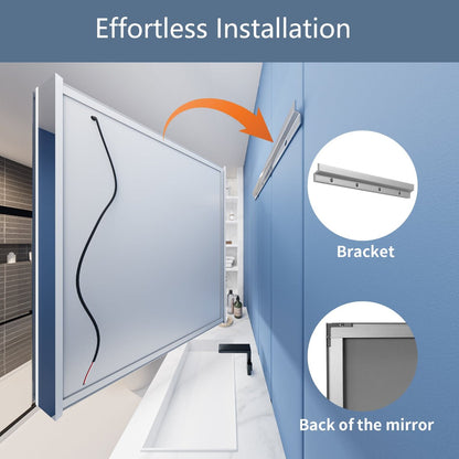 Illusion-B 72" x 32" LED Lighted Inset Mirrored Medicine Cabinet with Magnifiers Front and Back Light - ExBriteUSA