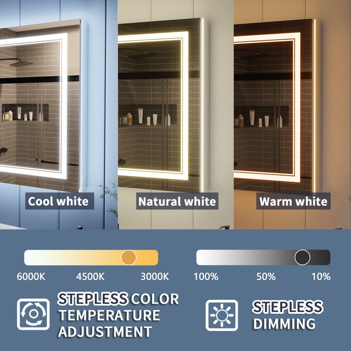 Illusion-B 72" x 32" LED Lighted Inset Mirrored Medicine Cabinet with Magnifiers Front and Back Light - ExBriteUSA