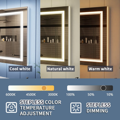 Illusion-B 72" x 32" LED Lighted Inset Mirrored Medicine Cabinet with Magnifiers Front and Back Light - ExBriteUSA