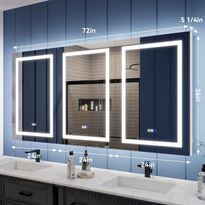 Illusion-B 72 x 36 inch LED medicine cabinet dimensions and cabinet width layout