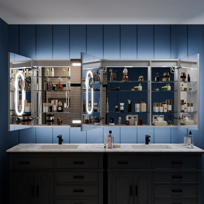 Illusion-B 78" x 36" LED Medicine Cabinet Mirror with Magnifiers Front and Back Light