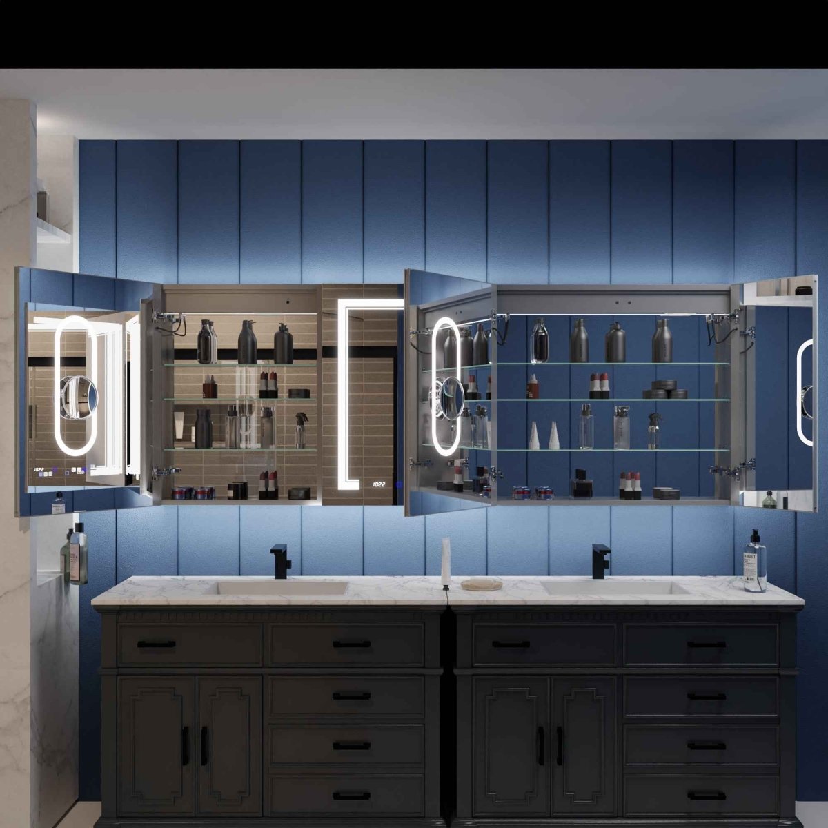 Illusion-B 84" x 32" Medicine Cabinet Led with Magnifiers Front and Back Light